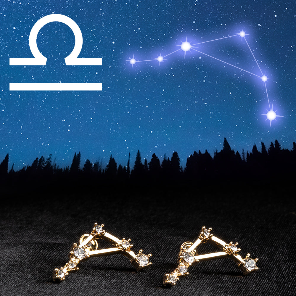 Mérleg Arany tónusú Emporia Ötvözetű Fülbevaló Fehér Emporia® Kristállyal 1 