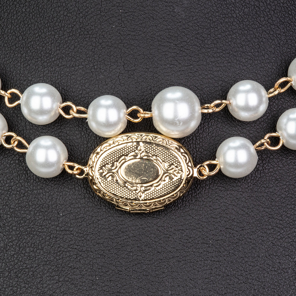 Arany tónusú Emporia Ötvözetű Nyaklánc Üveggyönggyel