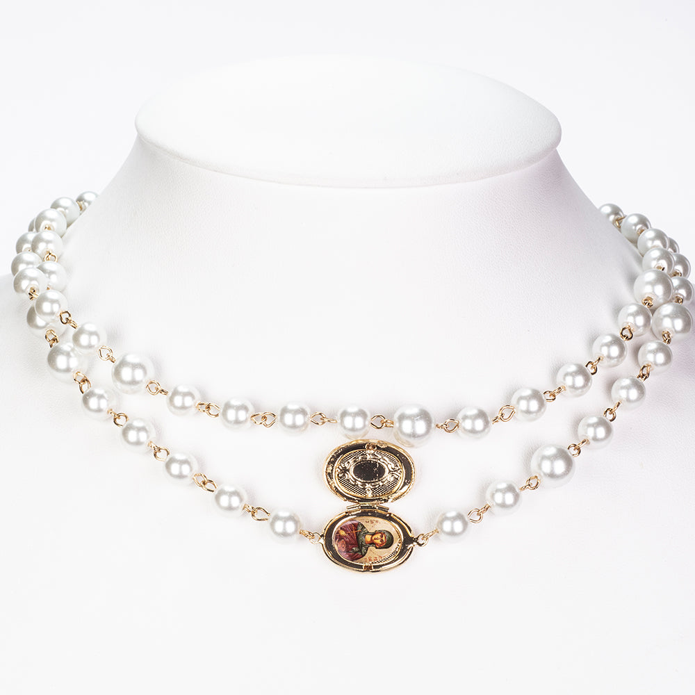 Arany tónusú Emporia Ötvözetű Nyaklánc Üveggyönggyel