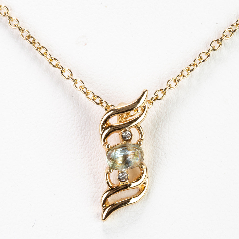 Arany tónusú Emporia Ötvözetű Nyaklánc Aquamarinnal és Fehér Emporia® Kristállyal ( Nyaklánc+Medál ) 1 