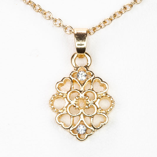 Arany tónusú Emporia Ötvözetű Nyaklánc Fehér Gyémánttal és Fehér Emporia® Kristállyal ( Nyaklánc+Medál )