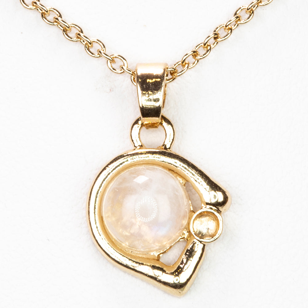 Arany tónusú Emporia Ötvözetű Nyaklánc Szivárvány Holdkővel és Fehér Emporia® Kristállyal ( Nyaklánc+Medál ) 1 