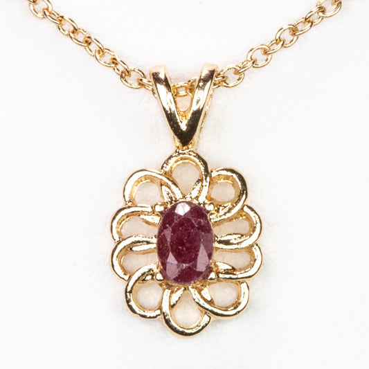 Arany tónusú Emporia Ötvözetű Nyaklánc Rubinnal és Fehér Emporia® Kristállyal ( Nyaklánc+Medál )