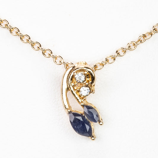 Arany tónusú Emporia Ötvözetű Nyaklánc Zafírral és Fehér Emporia® Kristállyal ( Nyaklánc+Medál )