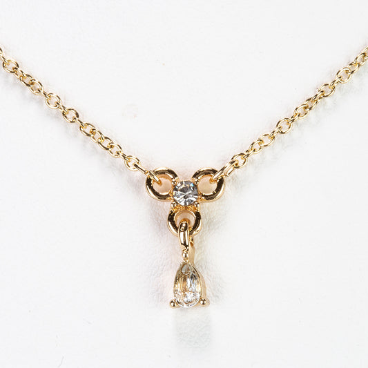 Arany tónusú Emporia Ötvözetű Nyaklánc Égkék Topázzal és Fehér Emporia® Kristállyal ( Nyaklánc+Medál )