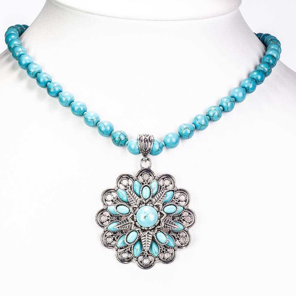 Arany tónusú Emporia Ötvözetű Szett Türkizzel ( Nyaklánc+Fülbevaló )