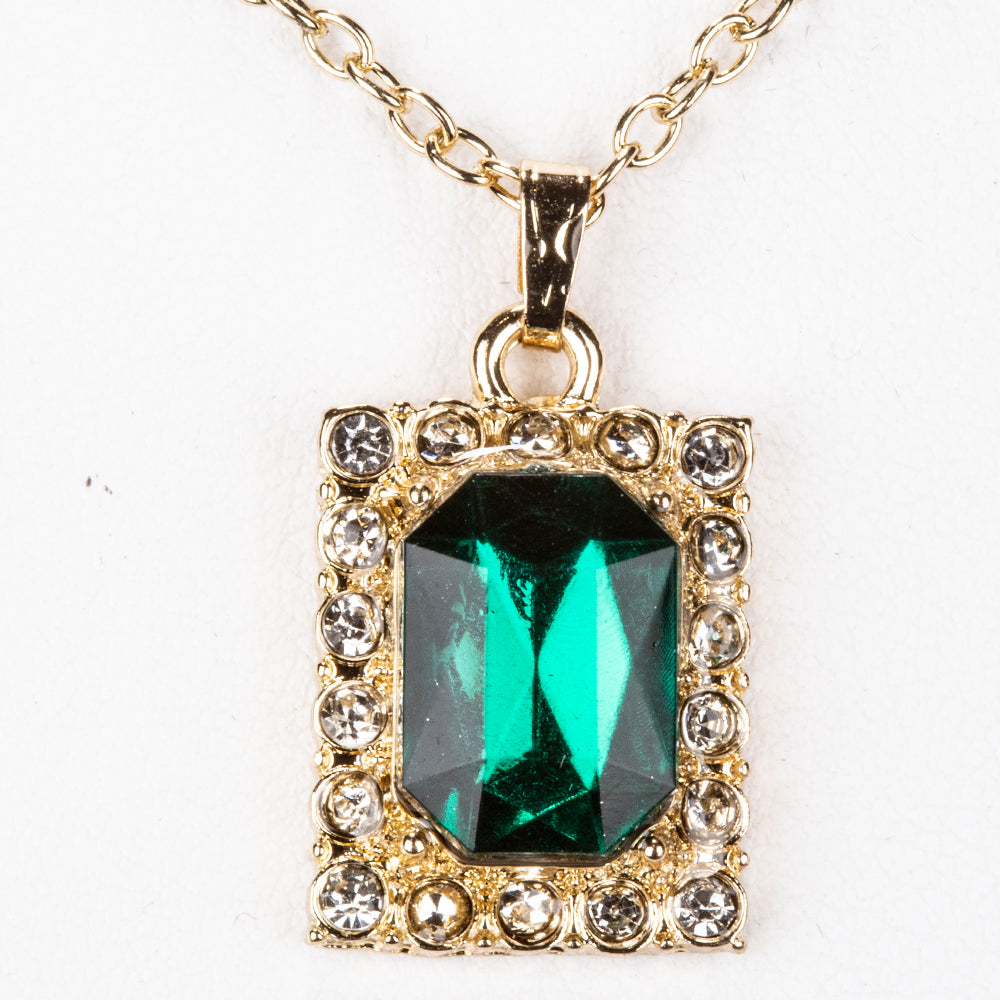 Arany tónusú Emporia Ötvözetű Óra Zöld Emporia® Kristállyal és Fehér Emporia® Kristállyal ( Nyaklánc+Fülbevaló+Medál )