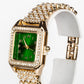 Arany tónusú Emporia Ötvözetű Óra Zöld Emporia® Kristállyal és Fehér Emporia® Kristállyal ( Nyaklánc+Fülbevaló+Medál )