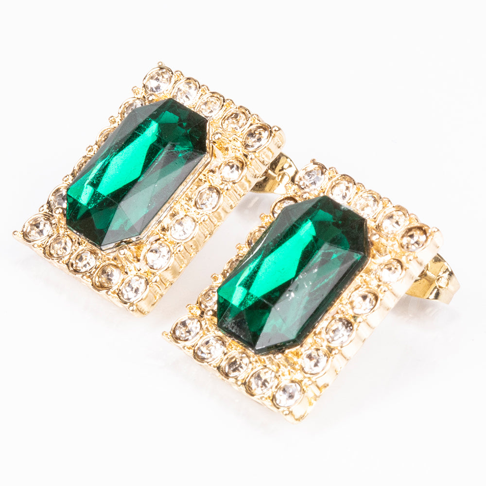 Arany tónusú Emporia Ötvözetű Óra Zöld Emporia® Kristállyal és Fehér Emporia® Kristállyal ( Nyaklánc+Fülbevaló+Medál ) 11 