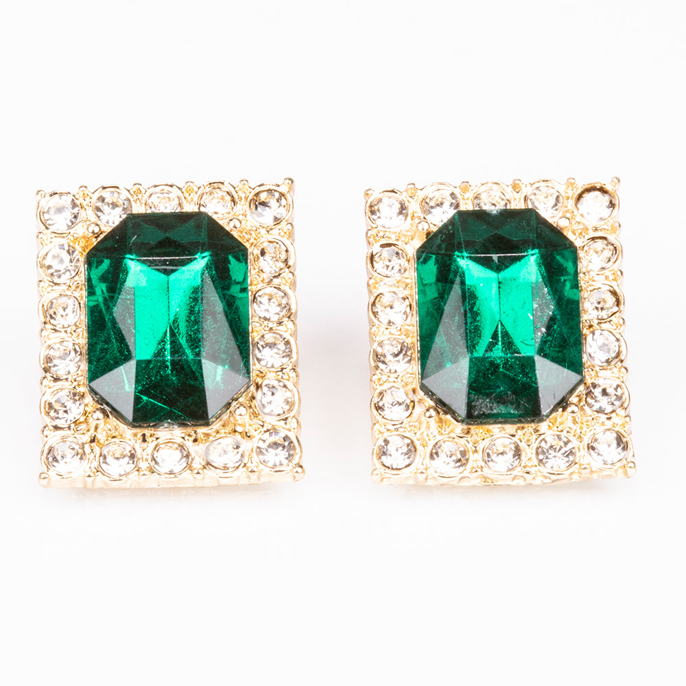 Arany tónusú Emporia Ötvözetű Óra Zöld Emporia® Kristállyal és Fehér Emporia® Kristállyal ( Nyaklánc+Fülbevaló+Medál ) 12 