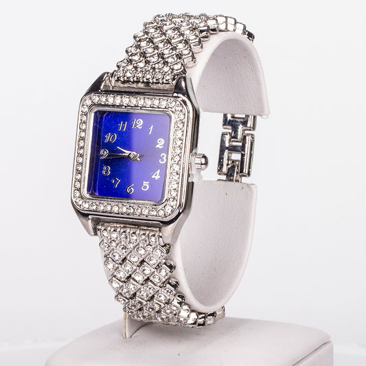 Arany tónusú Emporia Ötvözetű Óra Kék Emporia® Kristállyal és Fehér Emporia® Kristállyal ( Nyaklánc+Fülbevaló+Medál )