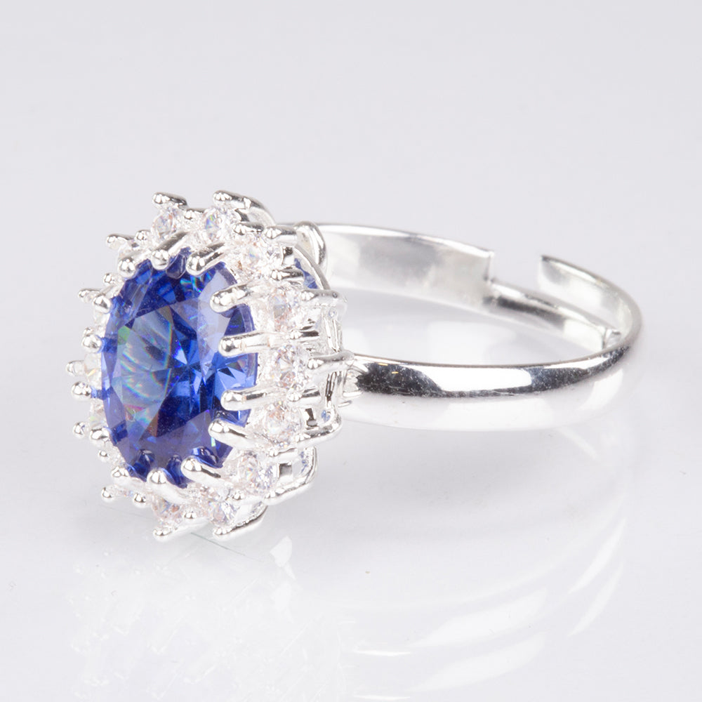 Arany tónusú Emporia Ötvözetű Szett Kék Emporia® Kristállyal és Fehér Emporia® Kristállyal ( Nyaklánc+Gyűrű )