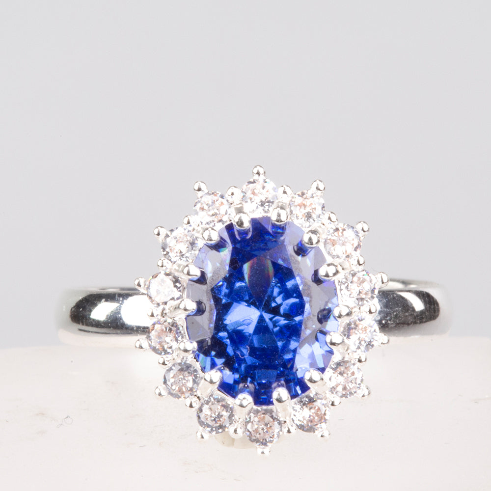 Arany tónusú Emporia Ötvözetű Szett Kék Emporia® Kristállyal és Fehér Emporia® Kristállyal ( Nyaklánc+Gyűrű ) 6 