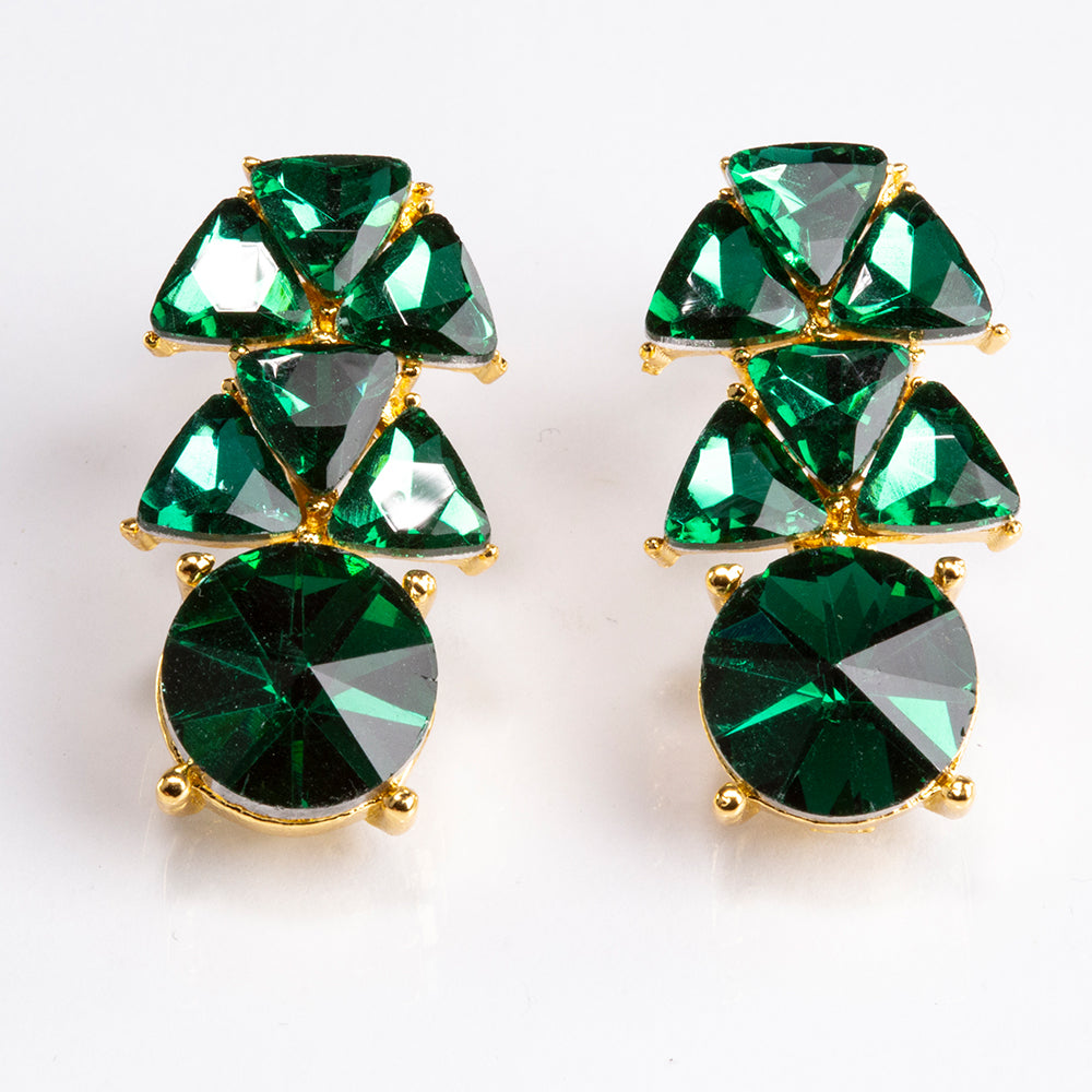 Arany tónusú Emporia Ötvözetű Szett Zöld Emporia® Kristállyal ( Nyaklánc+Fülbevaló )