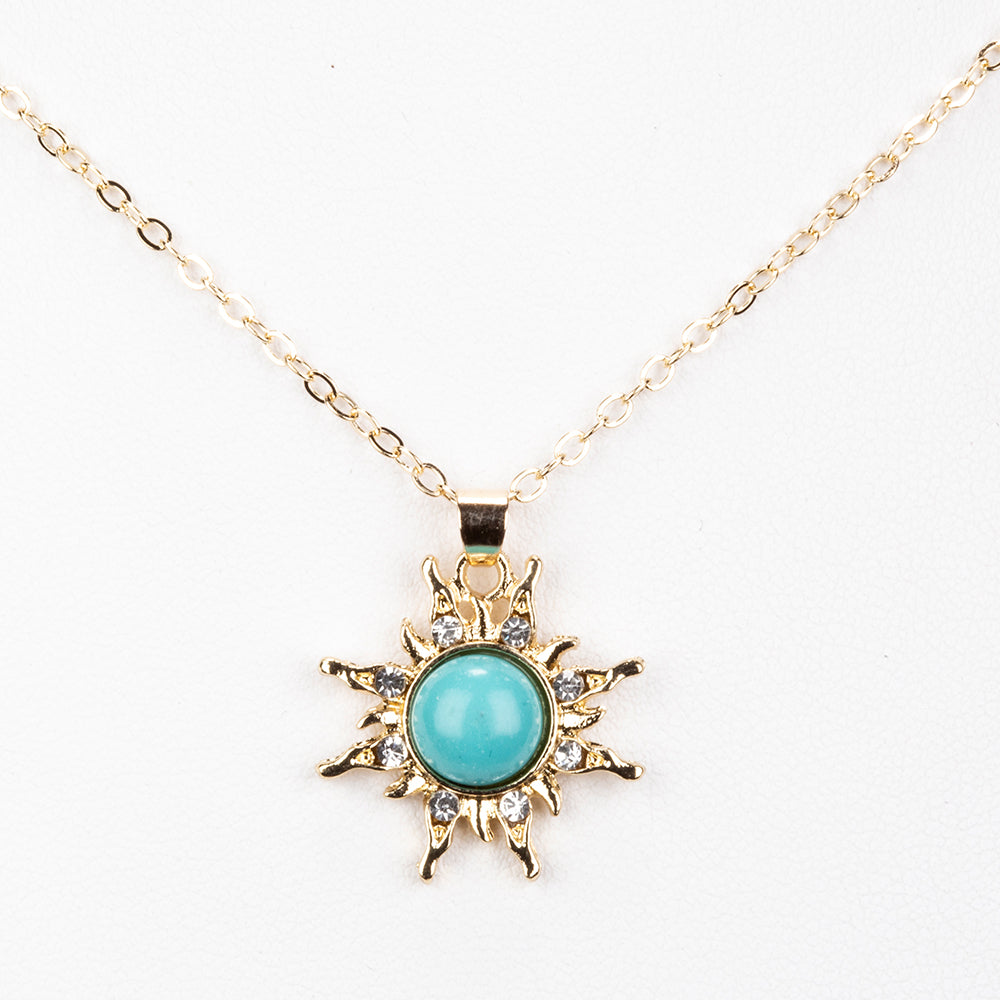 Arany tónusú Emporia Ötvözetű Nyaklánc Türkizzel