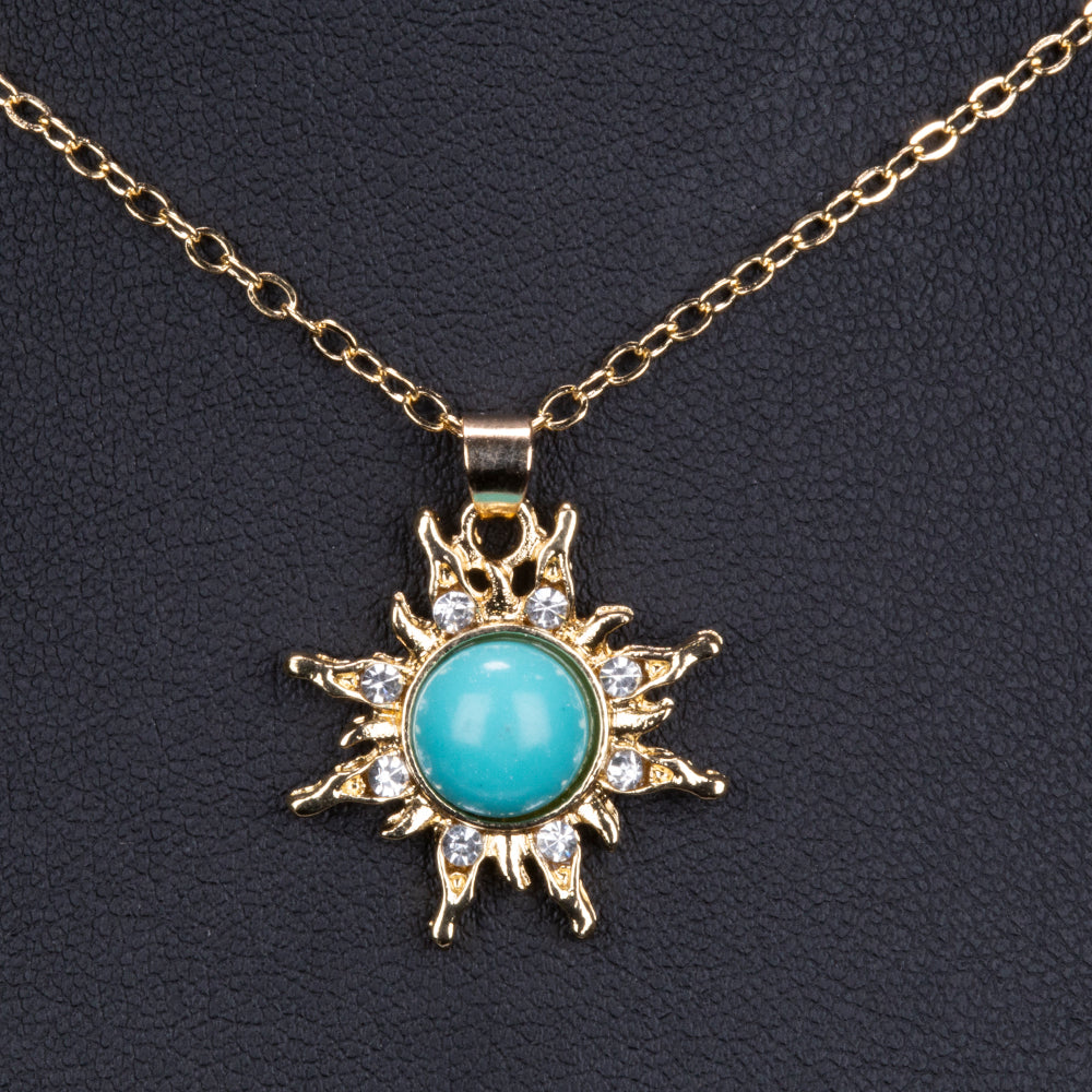 Arany tónusú Emporia Ötvözetű Nyaklánc Türkizzel 2 