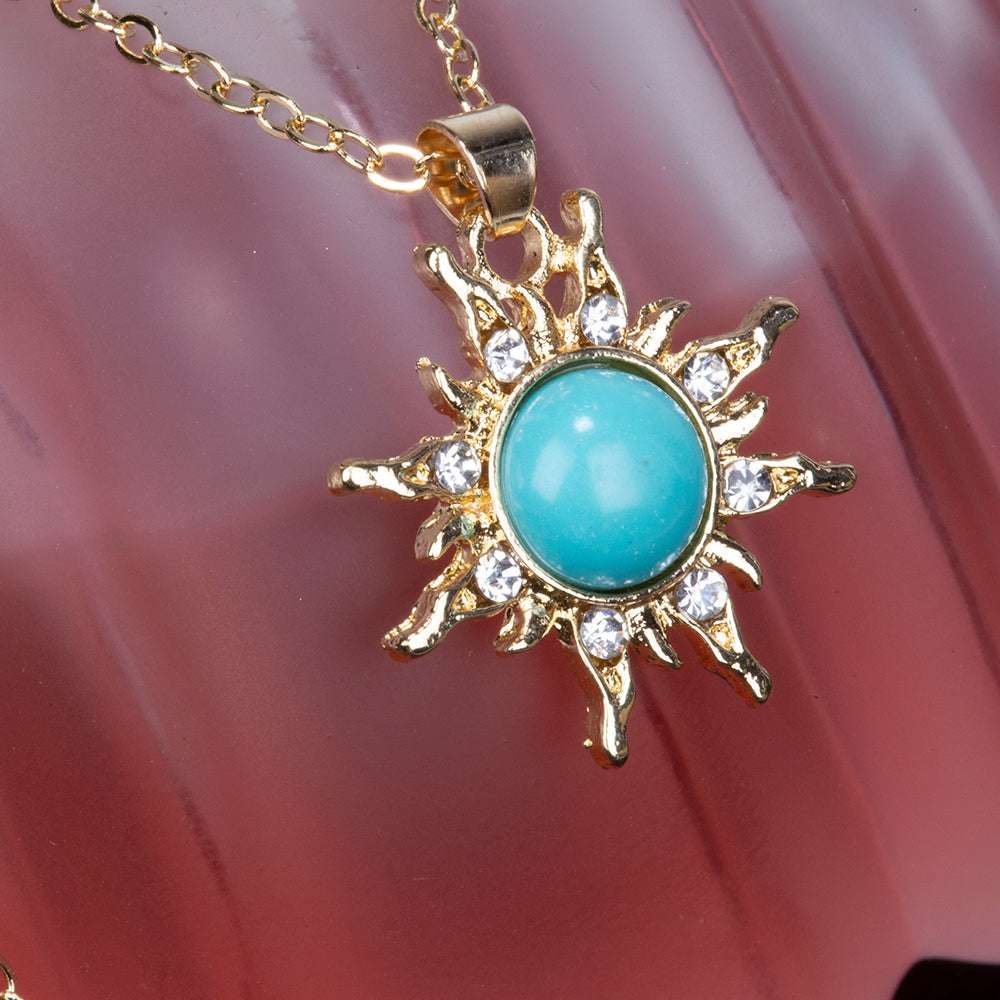 Arany tónusú Emporia Ötvözetű Nyaklánc Türkizzel