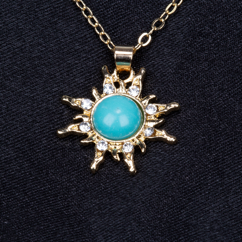 Arany tónusú Emporia Ötvözetű Nyaklánc Türkizzel