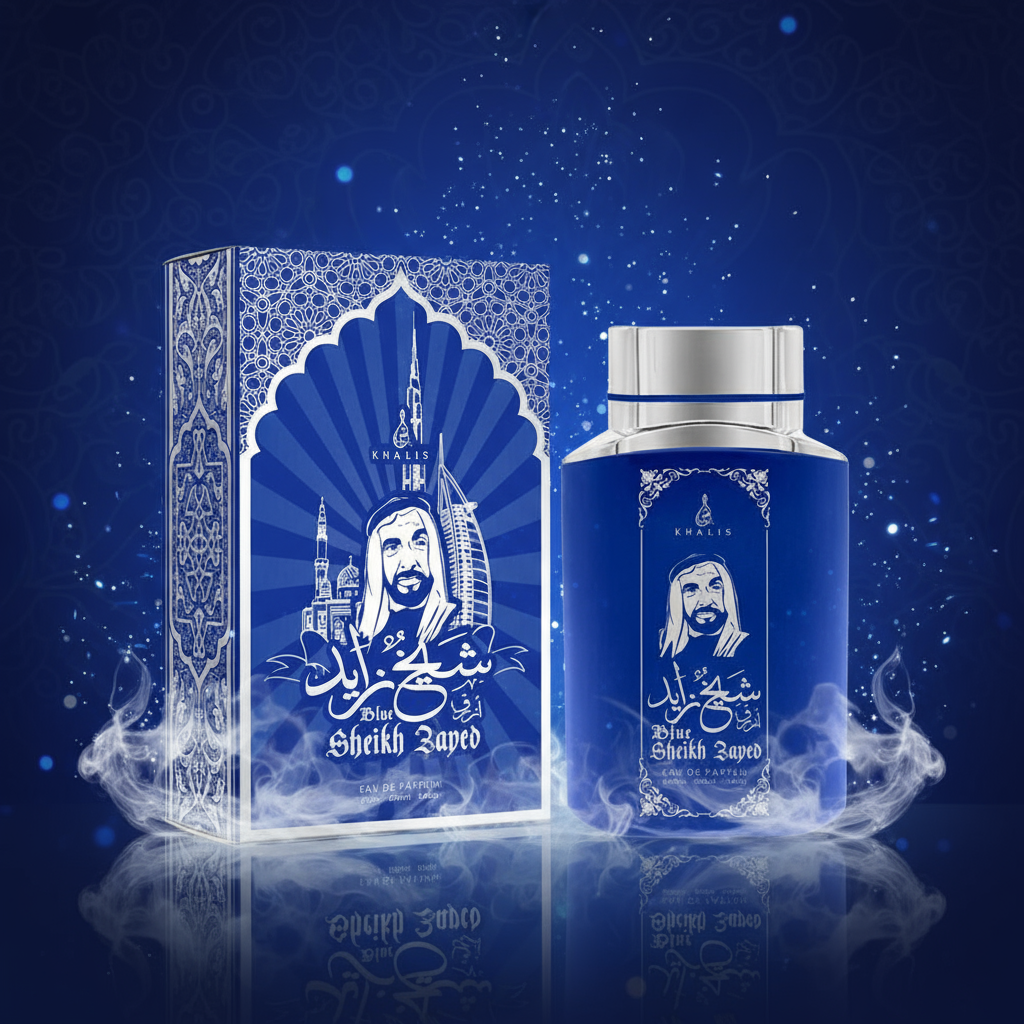 100 ml Eau de Perfume SHEIKH ZAYED BLUE Pézsmás Oud Illat Férfiaknak