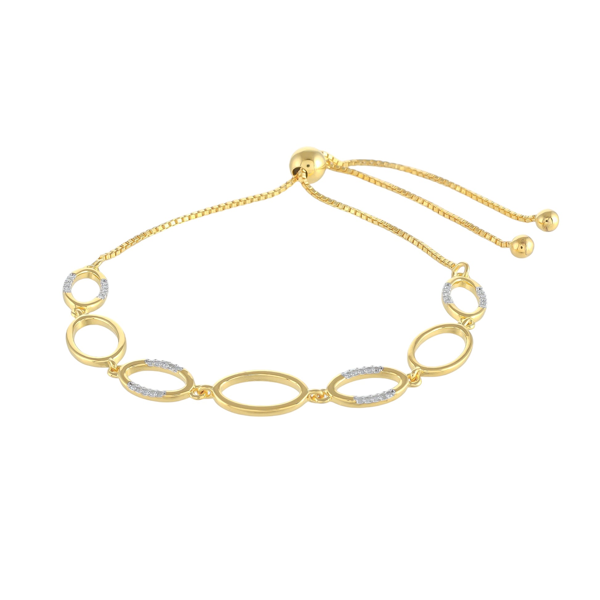 Arannyal Bevont Ezüst Karkötő Fehér Gyémánttal 2 