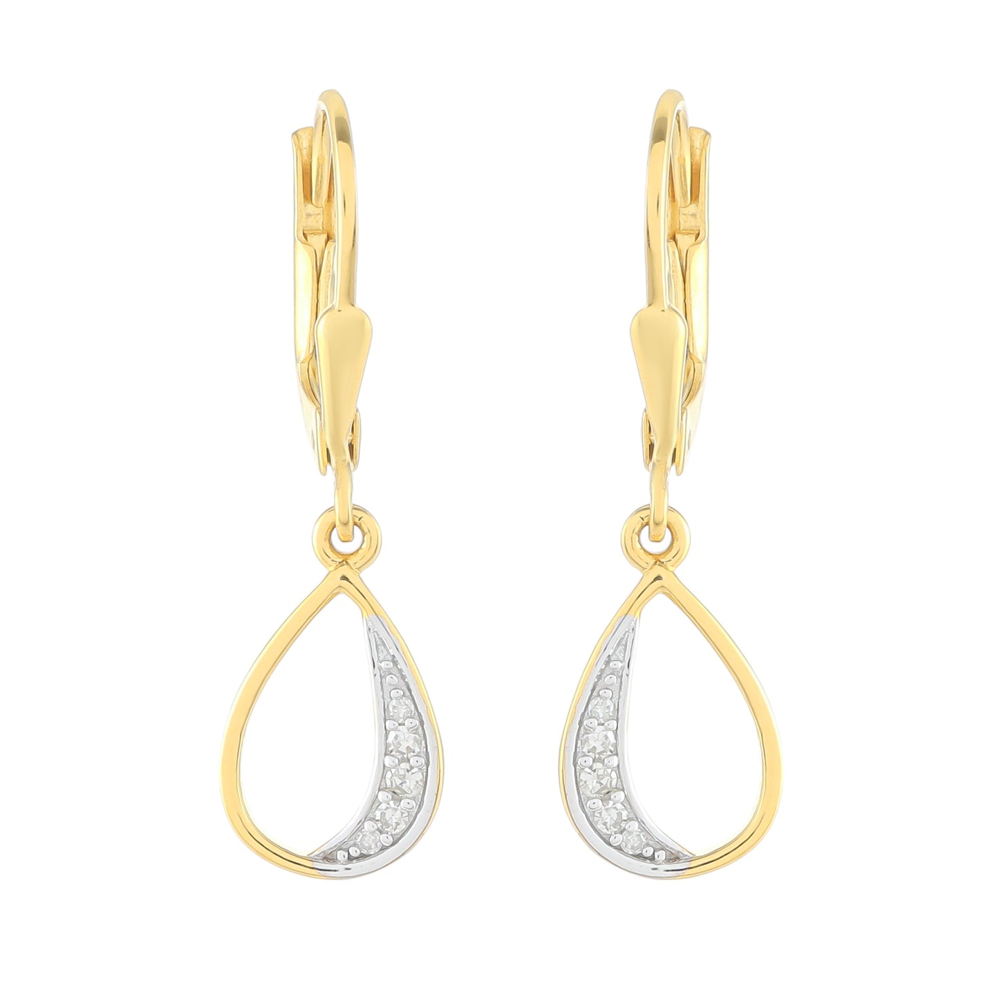 Arannyal Bevont Ezüst Fülbevaló Fehér Gyémánttal