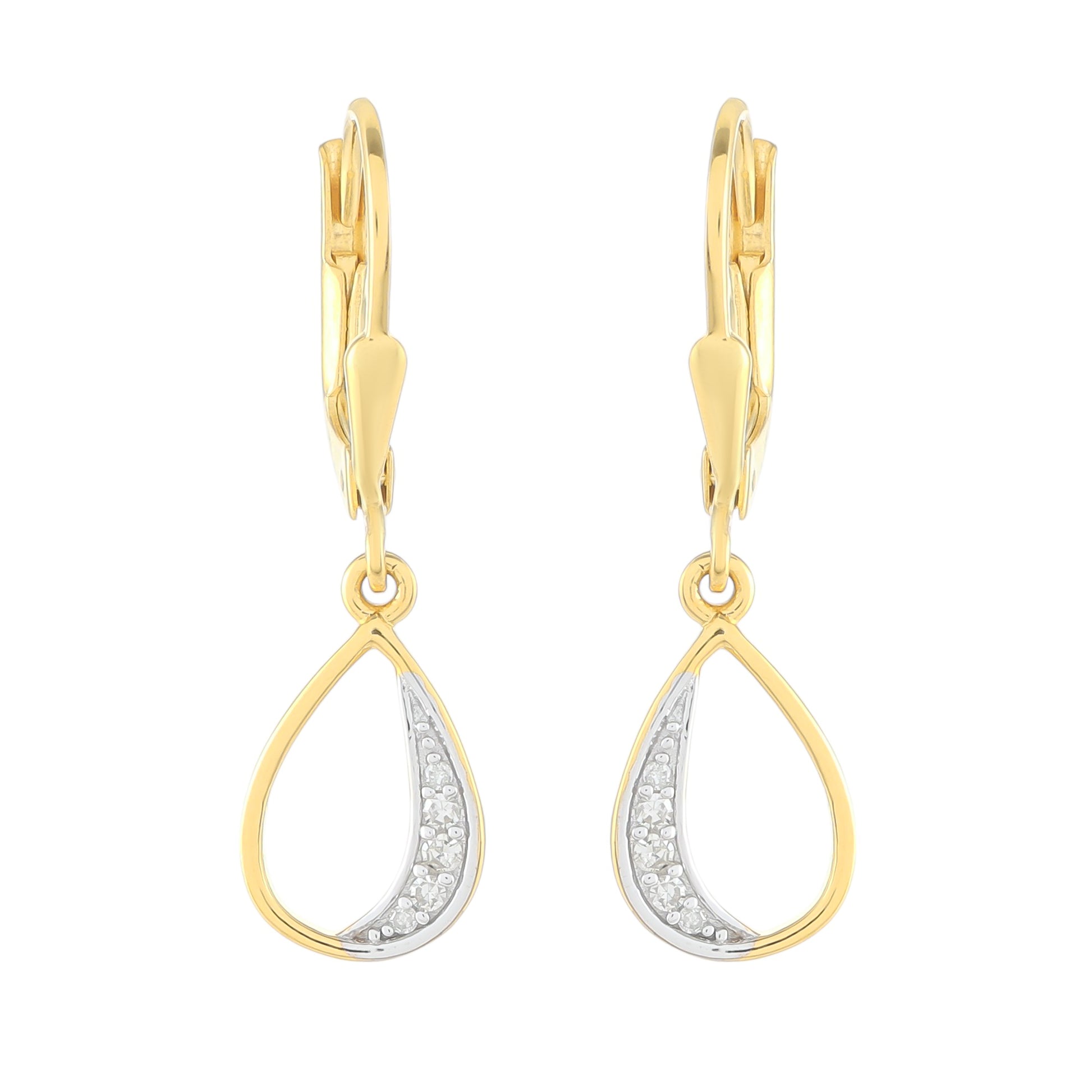 Arannyal Bevont Ezüst Fülbevaló Fehér Gyémánttal 1 