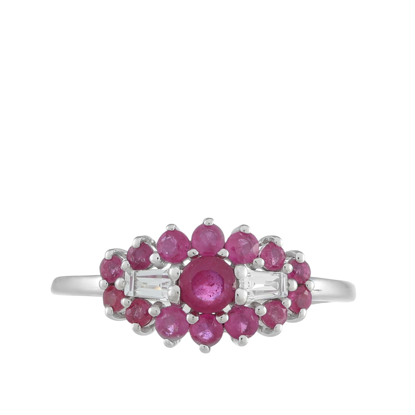 Ezüst Gyűrű Thai Rubinnal és Fehér Topázzal