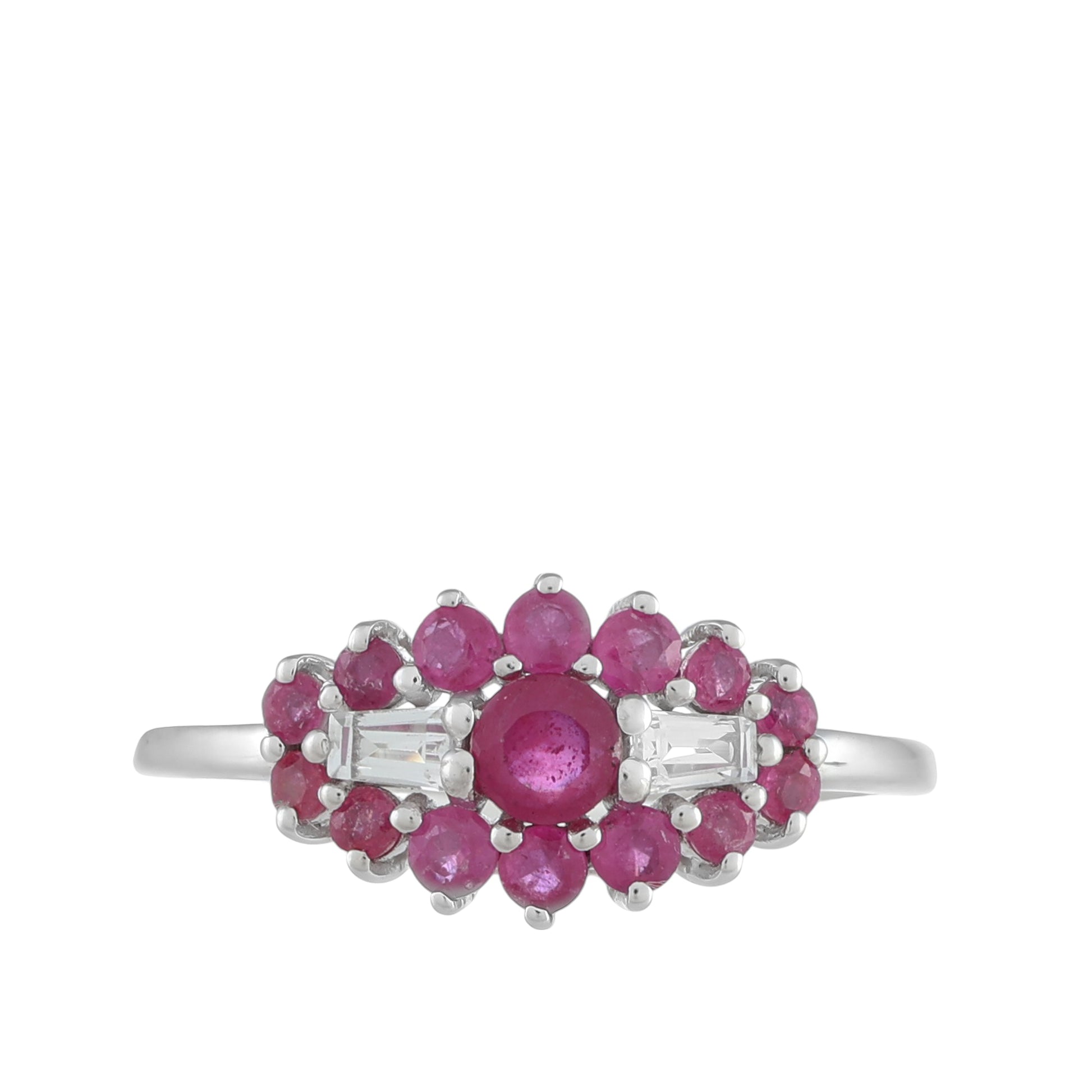 Ezüst Gyűrű Thai Rubinnal és Fehér Topázzal 1 