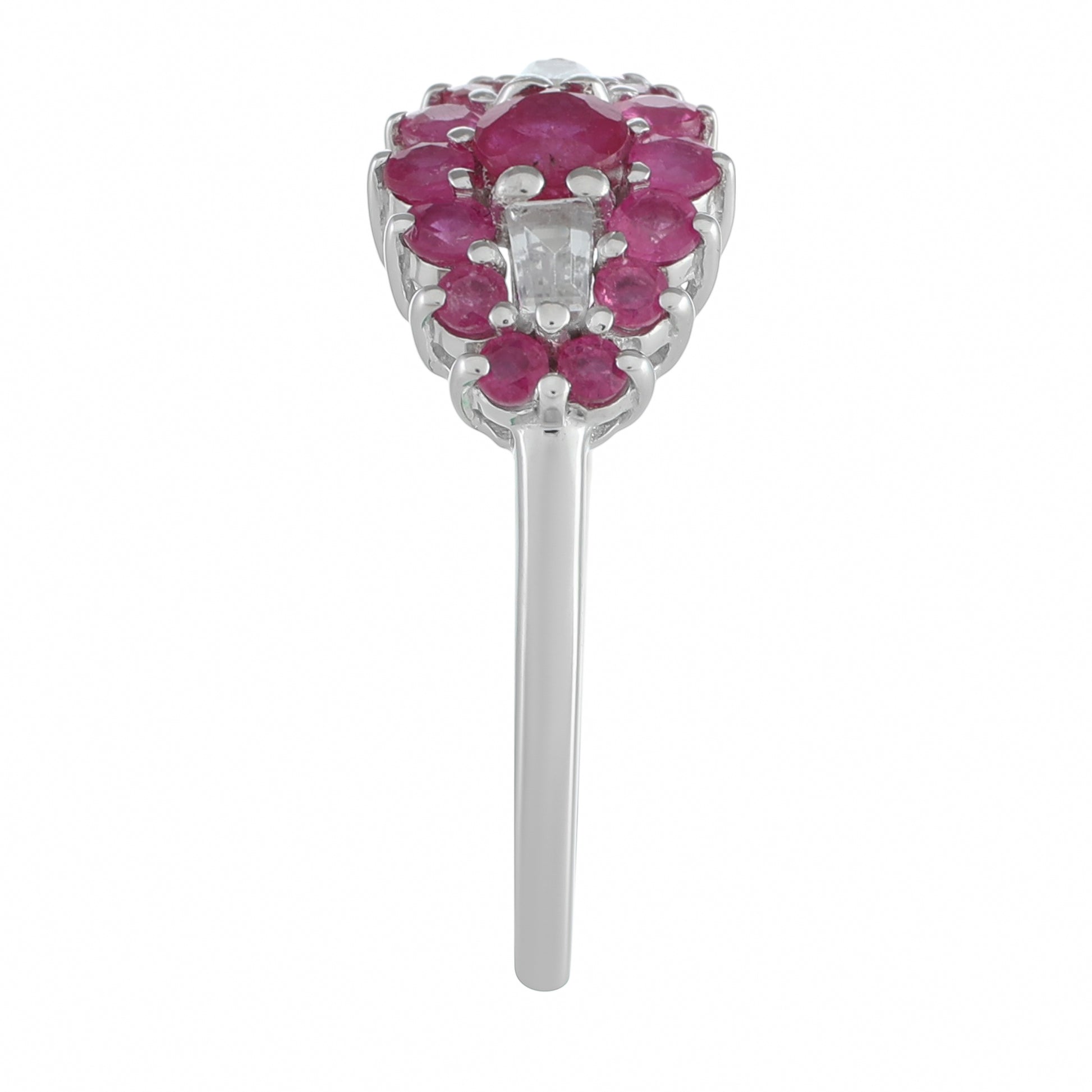 Ezüst Gyűrű Thai Rubinnal és Fehér Topázzal 3 