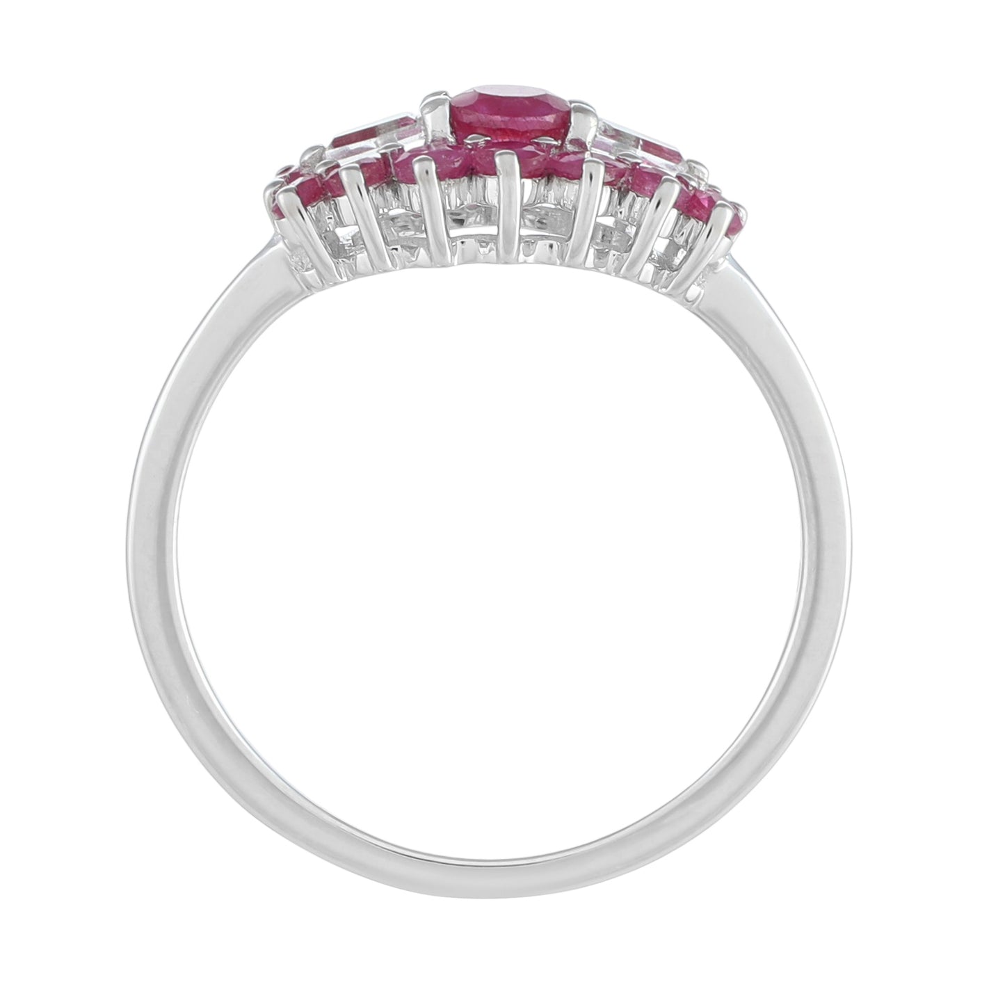 Ezüst Gyűrű Thai Rubinnal és Fehér Topázzal