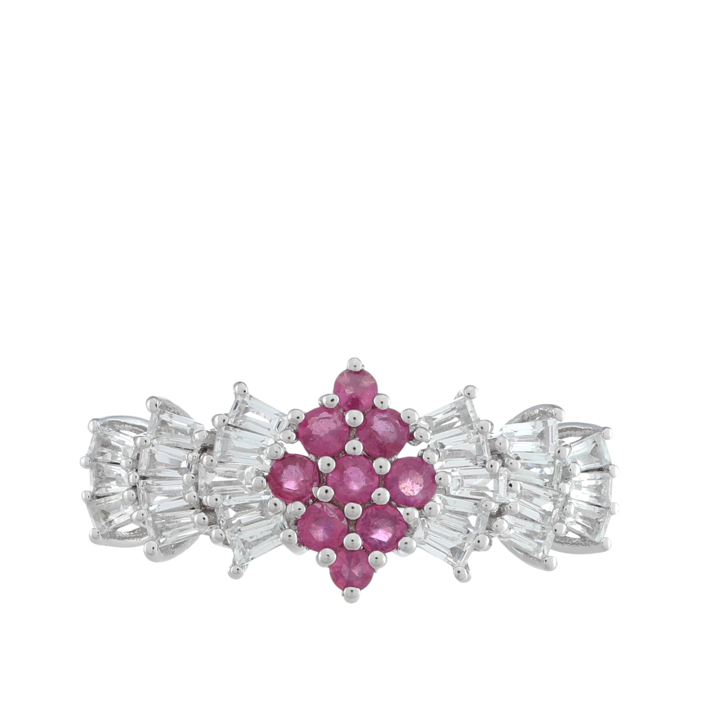 Ezüst Gyűrű Thai Rubinnal és Fehér Topázzal