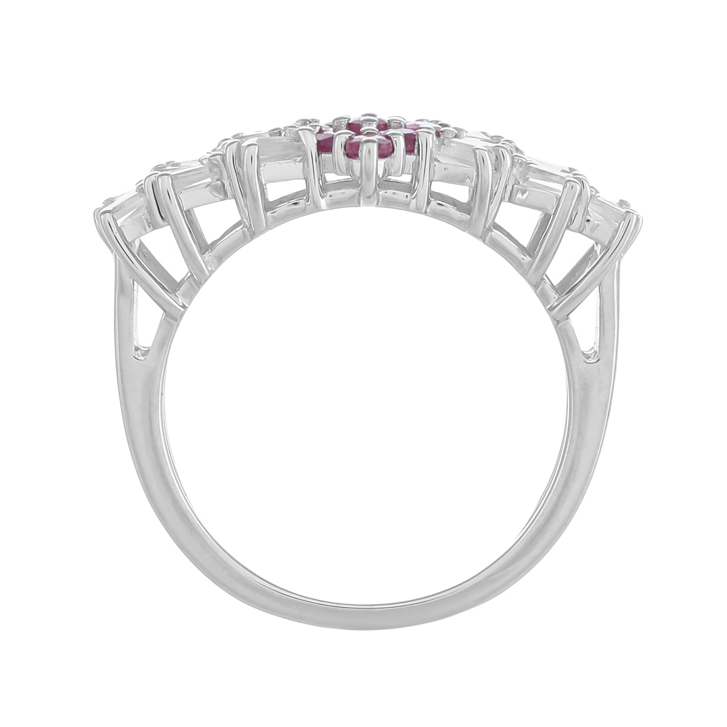 Ezüst Gyűrű Thai Rubinnal és Fehér Topázzal