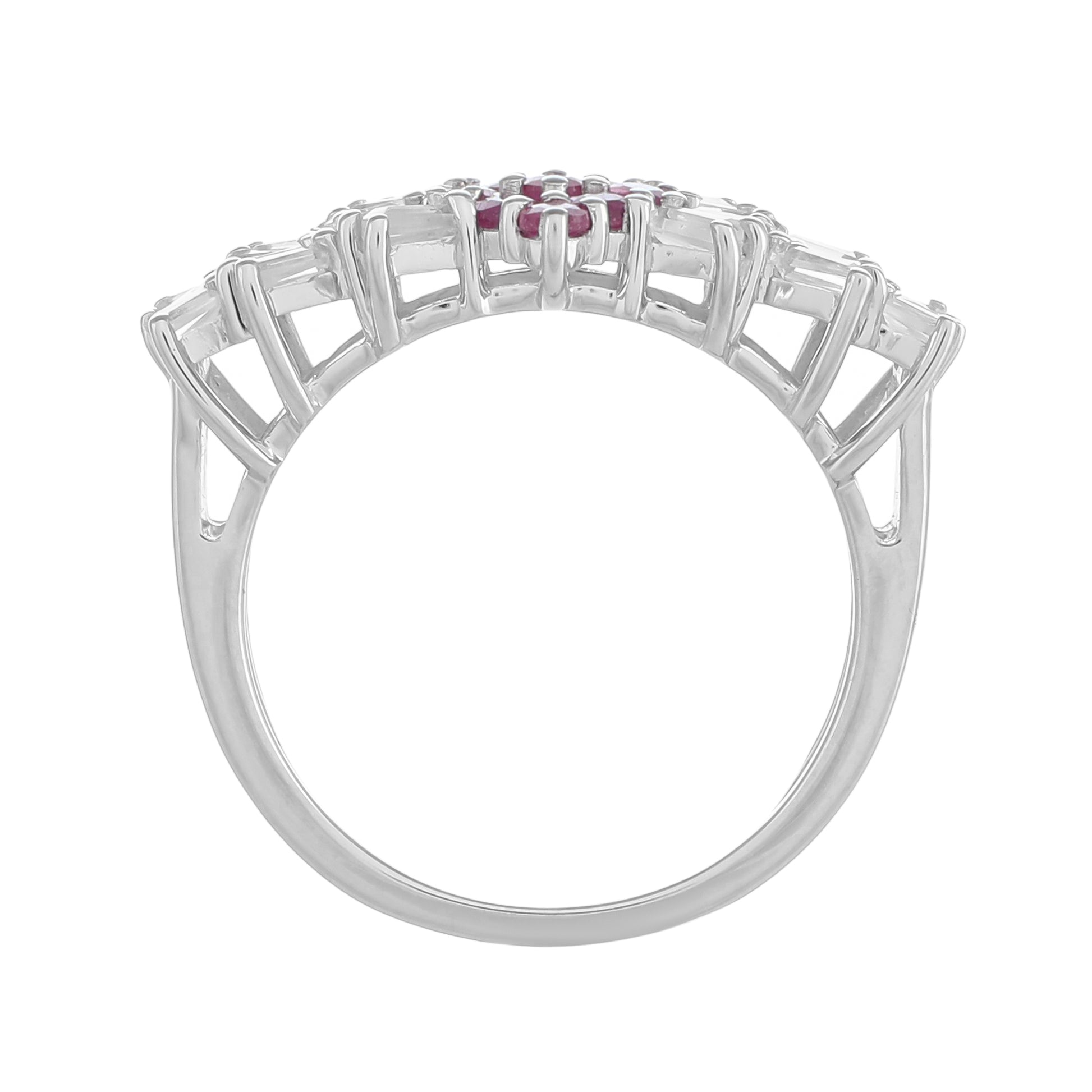 Ezüst Gyűrű Thai Rubinnal és Fehér Topázzal 4 