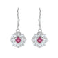 Ezüst Fülbevaló Thai Rubinnal és Fehér Topázzal