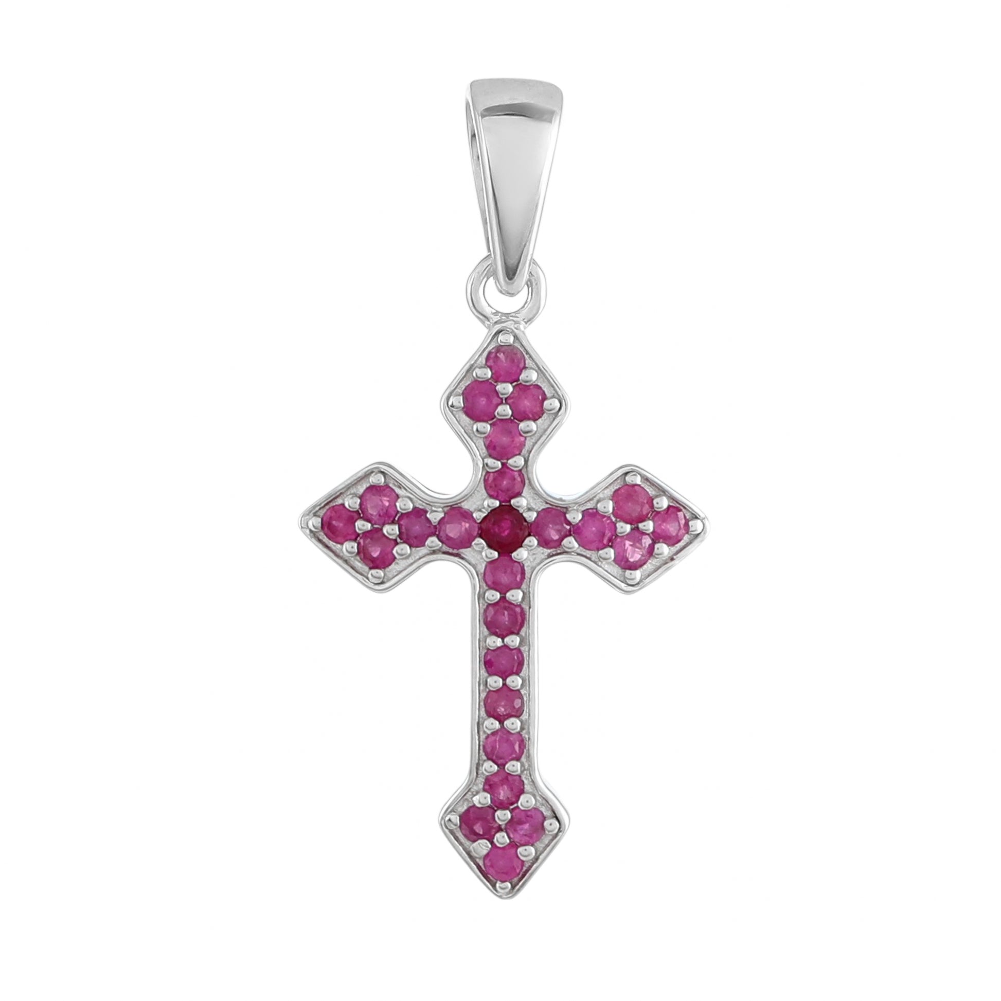 Kereszt Ezüst Medál Thai Rubinnal 1 
