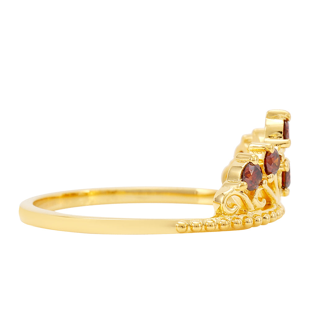 Arannyal Bevont Ezüst Gyűrű Vörös Gyémánttal