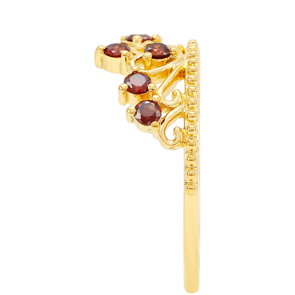 Arannyal Bevont Ezüst Gyűrű Vörös Gyémánttal 3 