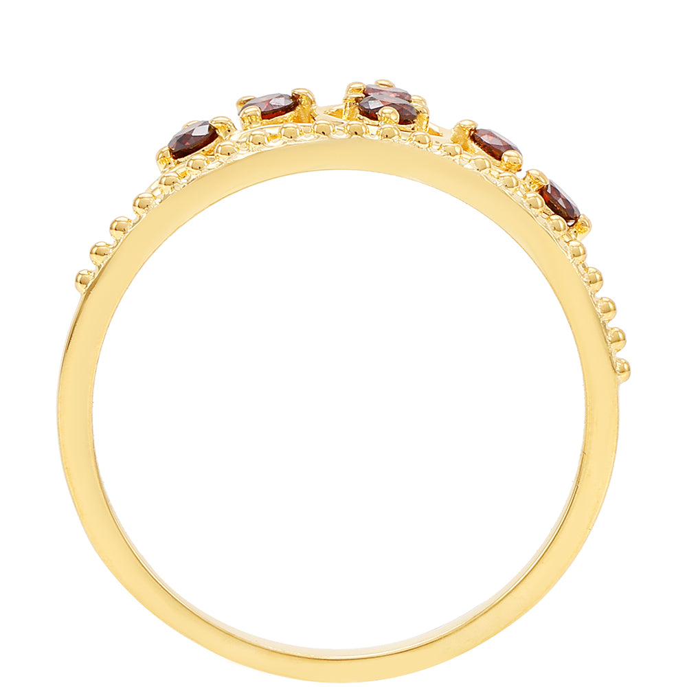 Arannyal Bevont Ezüst Gyűrű Vörös Gyémánttal 4 