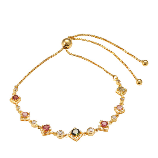 Arannyal Bevont Ezüst Karkötő Pelmadulla-i Szivárvány Turmalinnal és Fehér Topázzal