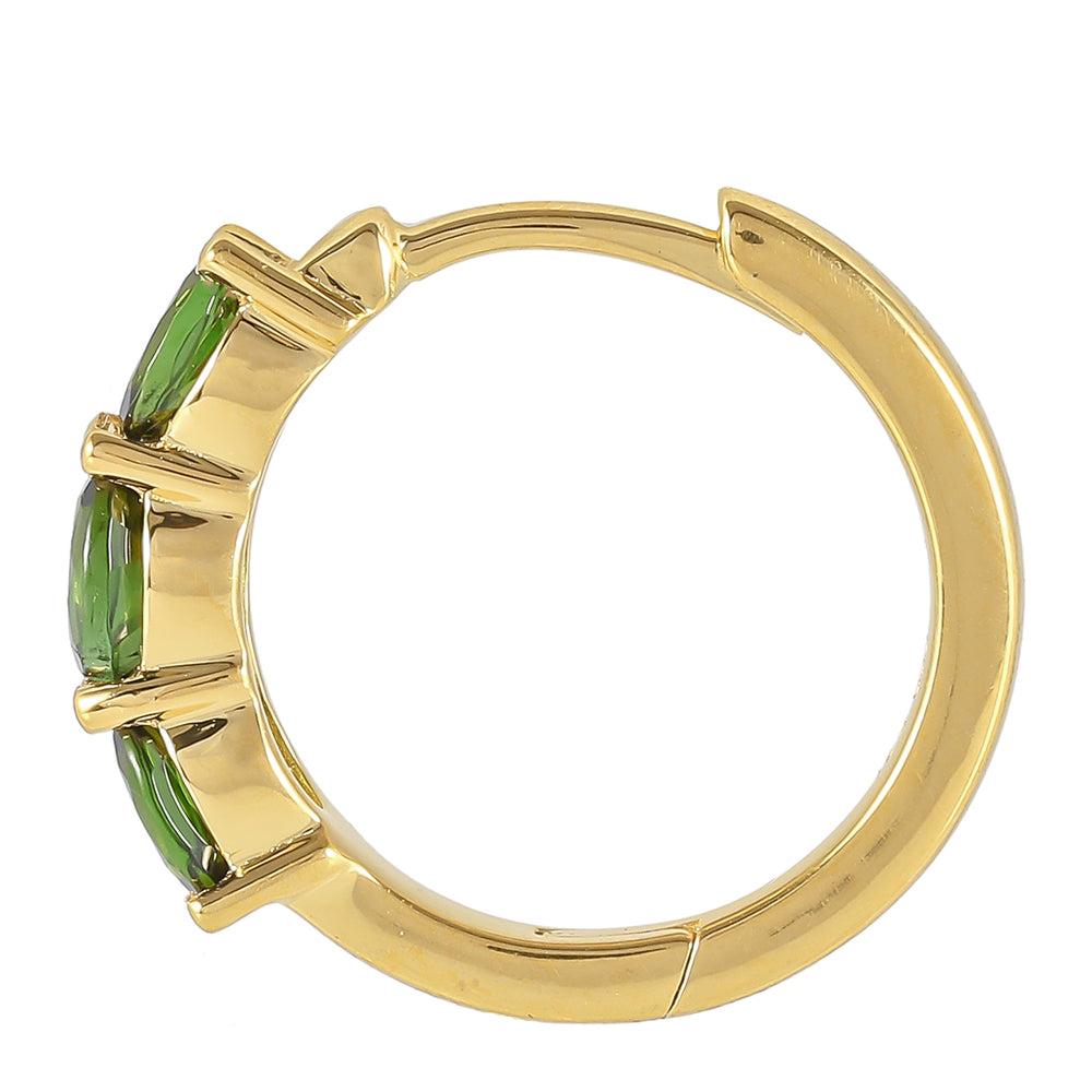 Arannyal Bevont Ezüst Fülbevaló Zöld Turmalinnal 2 