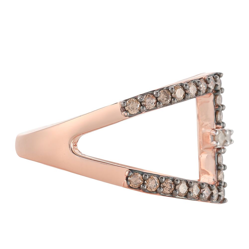 Rózsaarannyal Bevont Ezüst Gyűrű Pezsgő Gyémánttal és Fehér Gyémánttal 2 