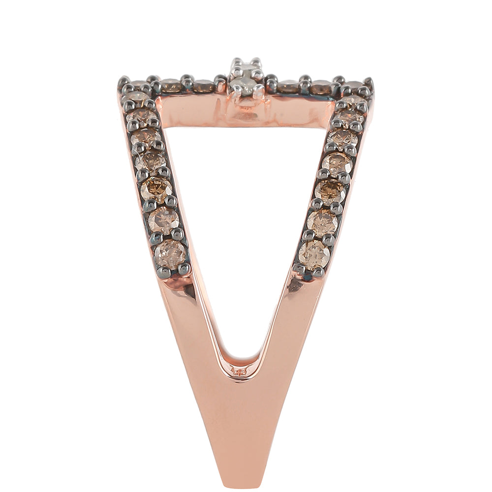 Rózsaarannyal Bevont Ezüst Gyűrű Pezsgő Gyémánttal és Fehér Gyémánttal