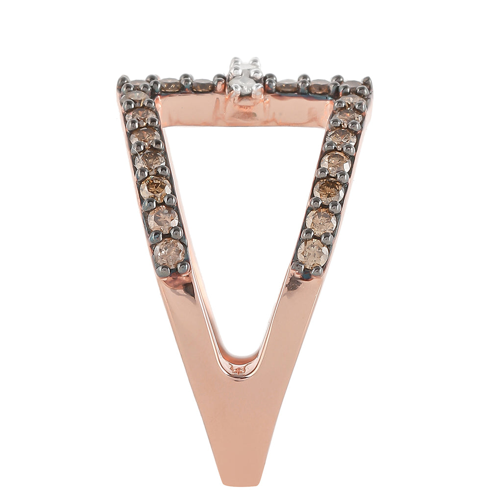 Rózsaarannyal Bevont Ezüst Gyűrű Pezsgő Gyémánttal és Fehér Gyémánttal