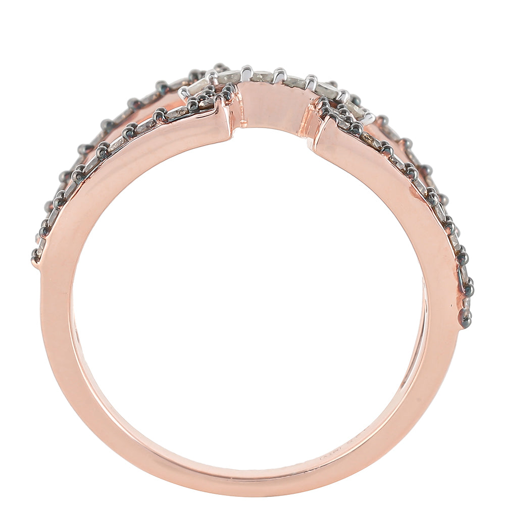 Rózsaarannyal Bevont Ezüst Gyűrű Pezsgő Gyémánttal és Fehér Gyémánttal