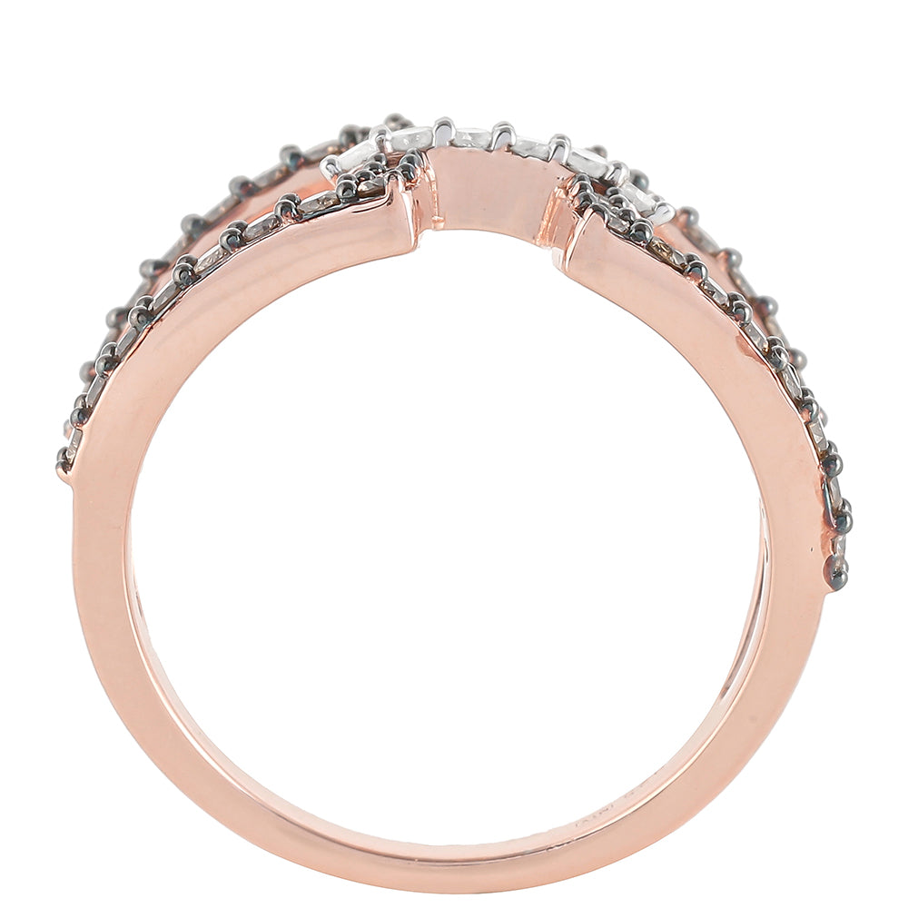 Rózsaarannyal Bevont Ezüst Gyűrű Pezsgő Gyémánttal és Fehér Gyémánttal 8 