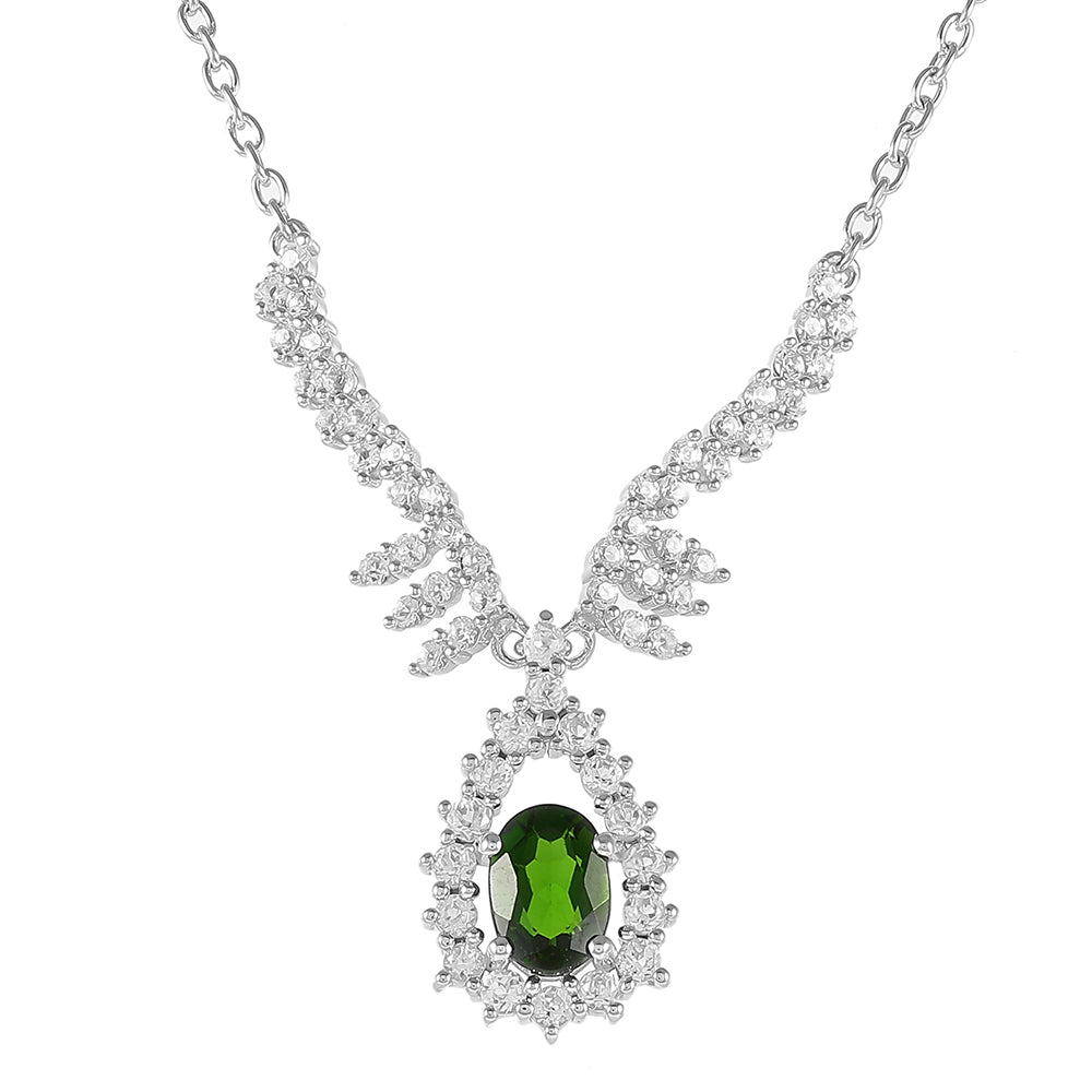 Ezüst Nyaklánc Króm Diopsziddal és Fehér Topázzal 1 