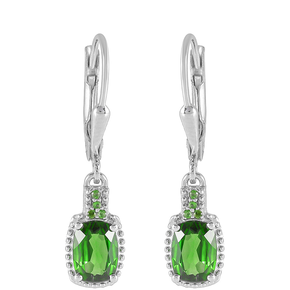 Ezüst Fülbevaló Króm Diopsziddal