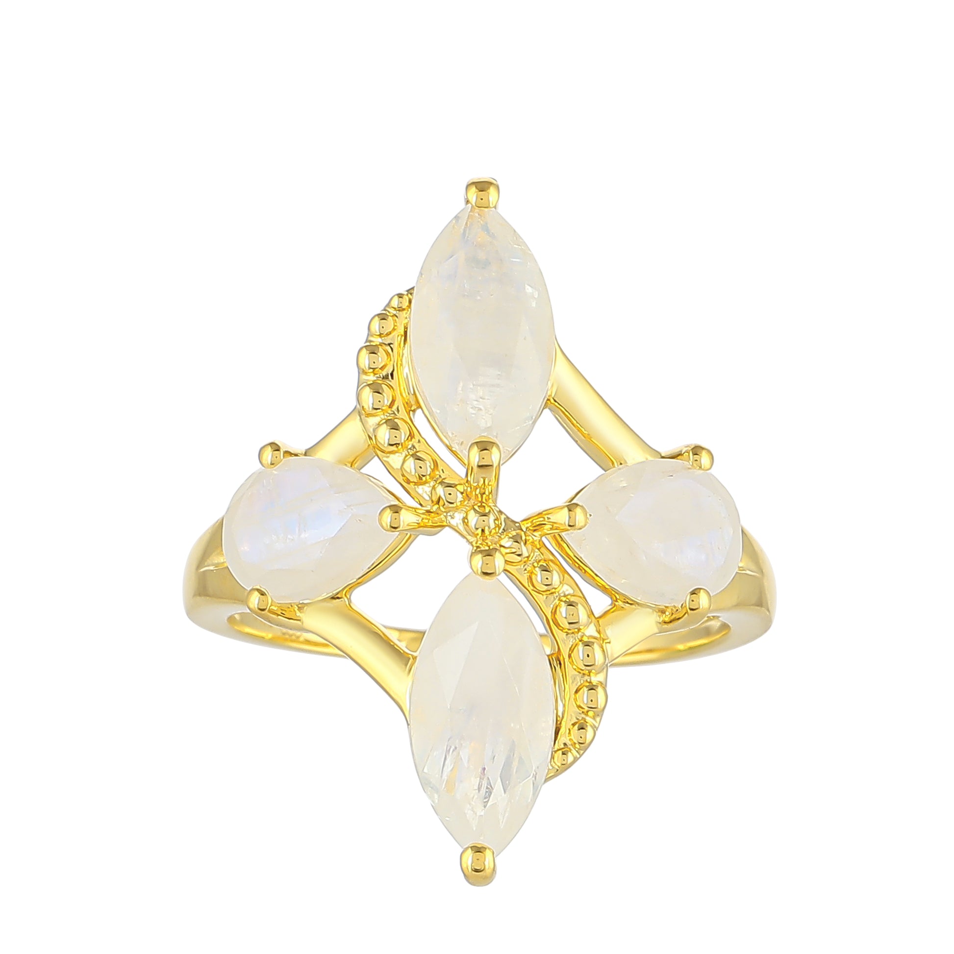 Arannyal Bevont Ezüst Gyűrű Szivárvány Holdkővel 1 