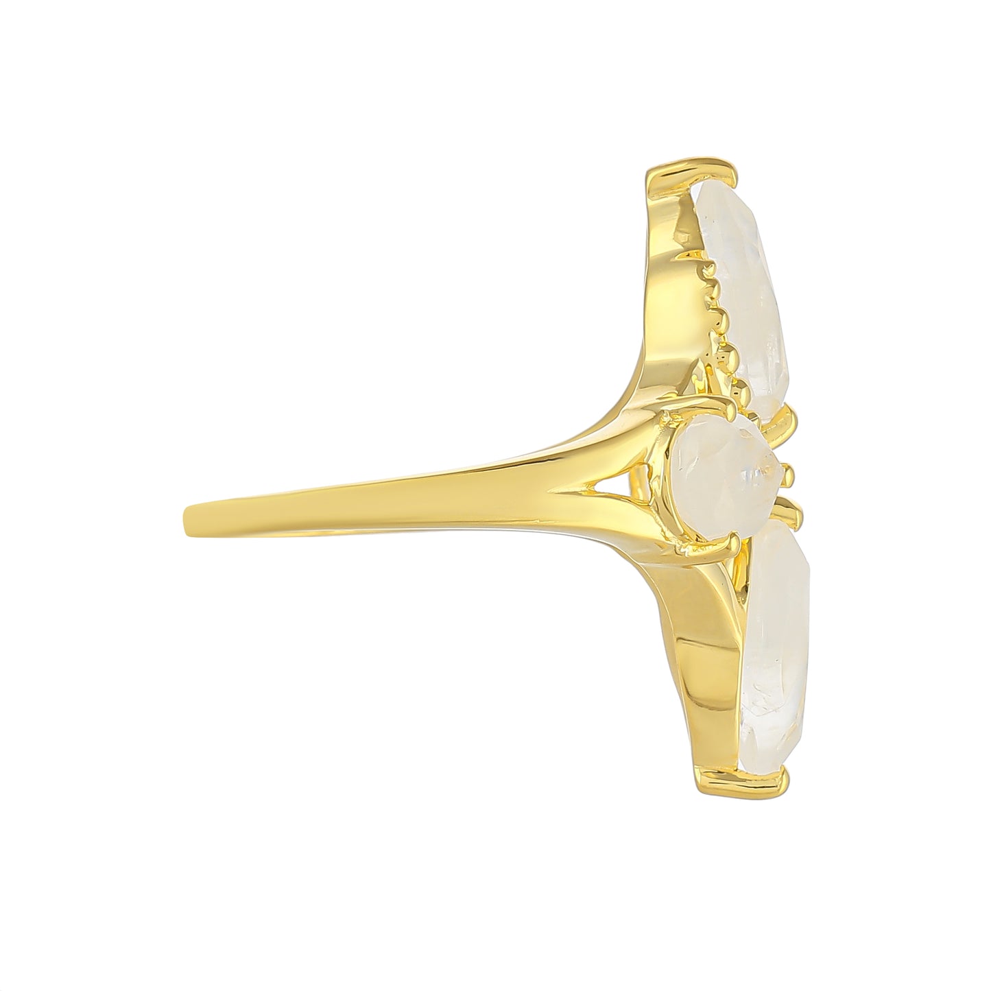 Arannyal Bevont Ezüst Gyűrű Szivárvány Holdkővel