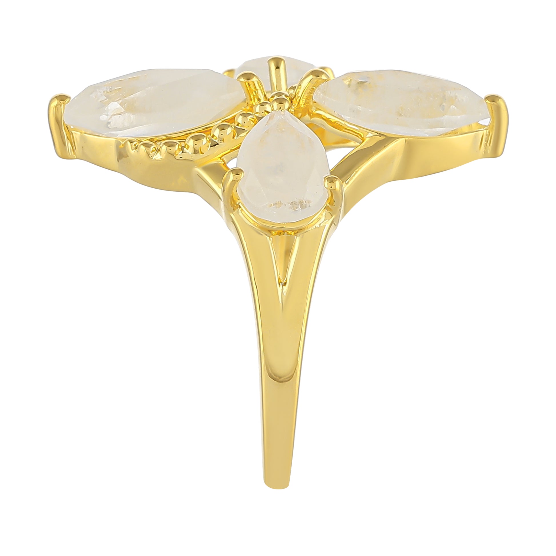 Arannyal Bevont Ezüst Gyűrű Szivárvány Holdkővel 3 